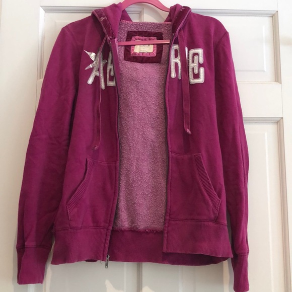 Aerie Pink Zip-up Sweatshirt with Hoodie - Picture 4 of 4